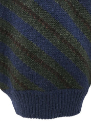 Striped knit top in navy/khaki/burgundy