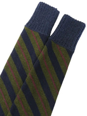 Striped knit top in navy/khaki/burgundy