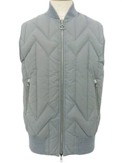 Logo Zip-Up Reversible Down Vest, Light Gray