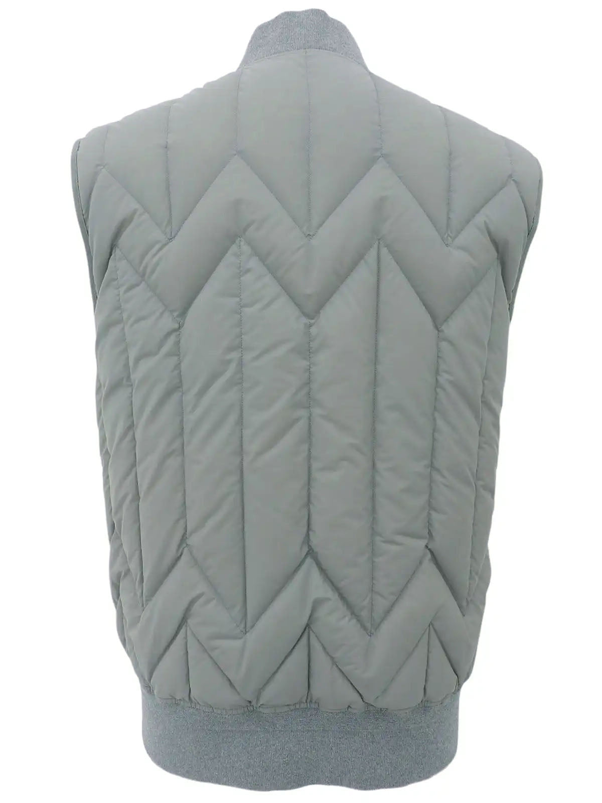 Logo Zip-Up Reversible Down Vest, Light Gray