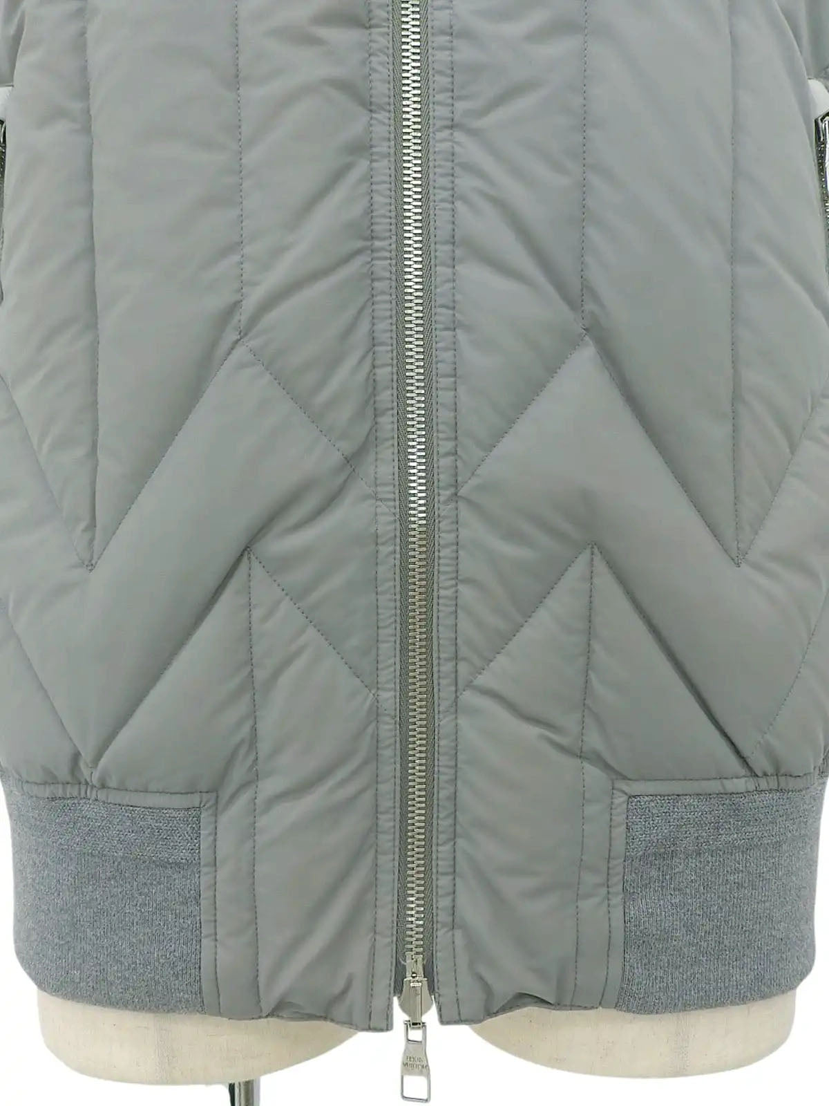 Logo Zip-Up Reversible Down Vest, Light Gray