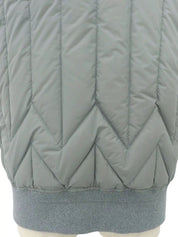 Logo Zip-Up Reversible Down Vest, Light Gray
