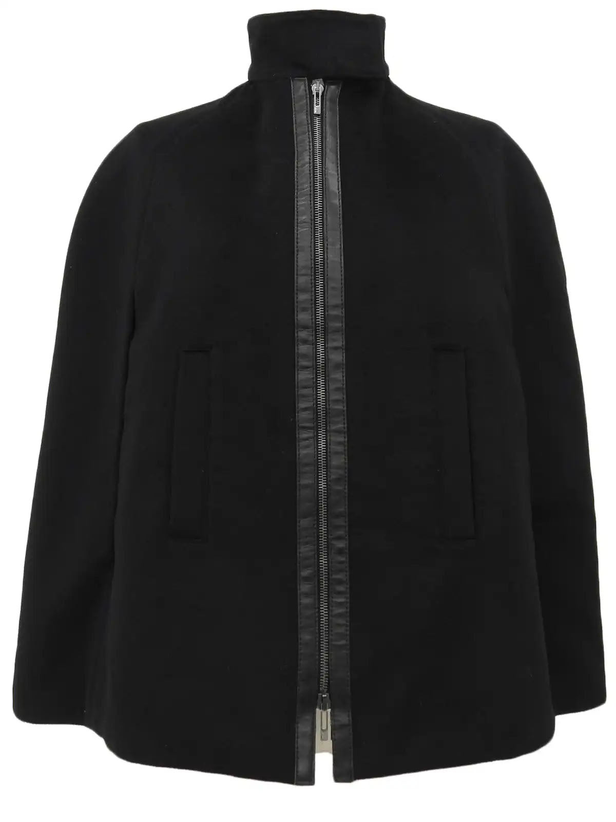 Logo Zip-Up Cape Jacket in Black