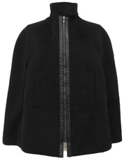 Logo Zip-Up Cape Jacket in Black
