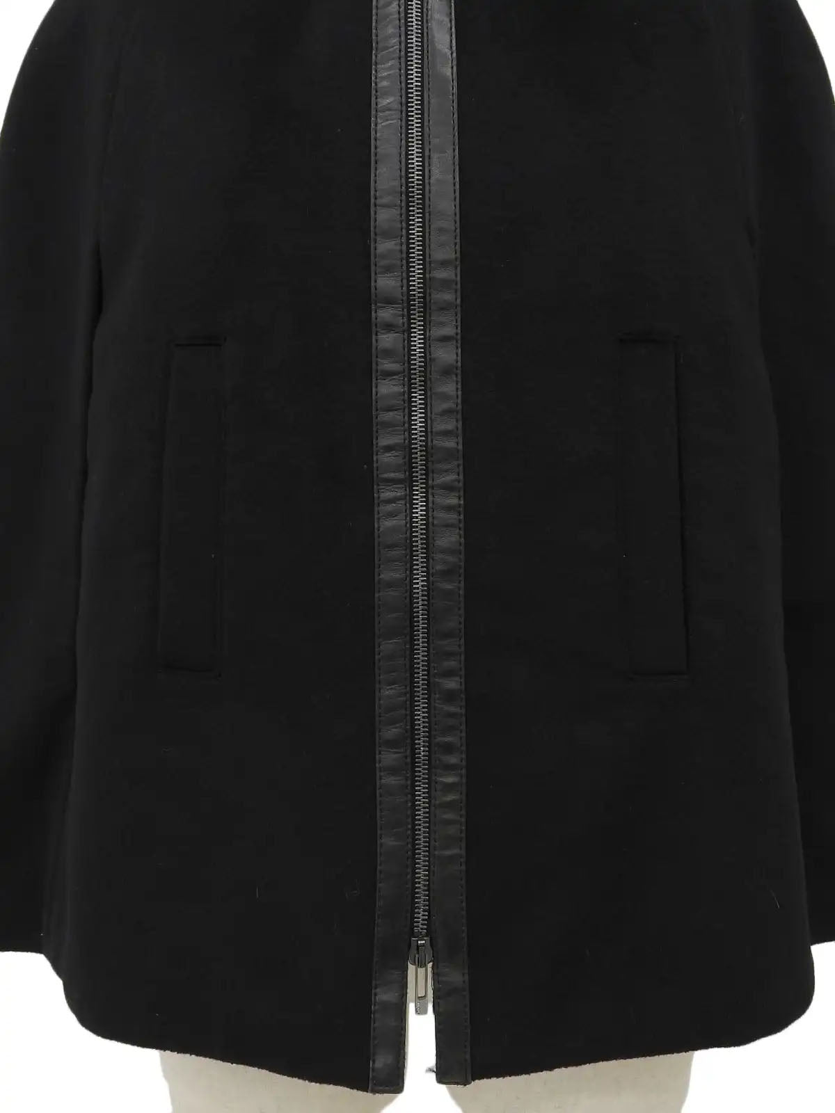 Logo Zip-Up Cape Jacket in Black