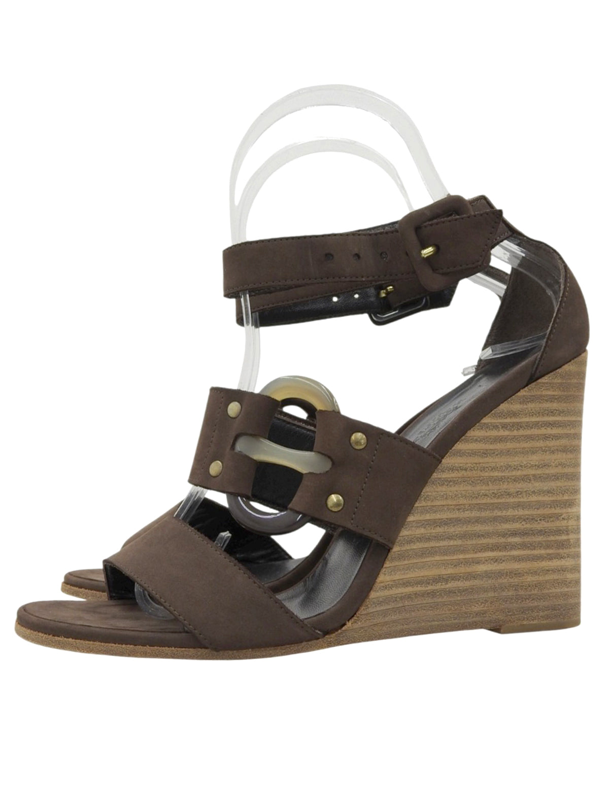 Brown up wedge sandals