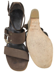 Brown up wedge sandals