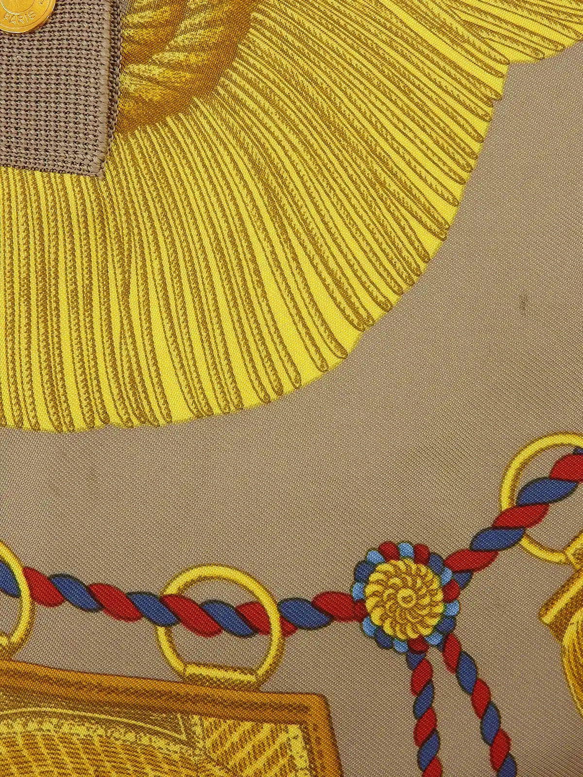 スカーフパターンセリエボタンポロシャツ ベージュ/マルチ