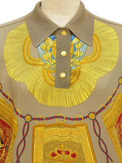 Scarf Pattern Serie Button Polo Shirt in Beige/Multi