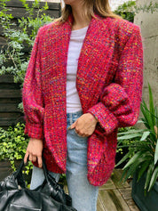 羊毛粗花呢大衣 红色/彩色