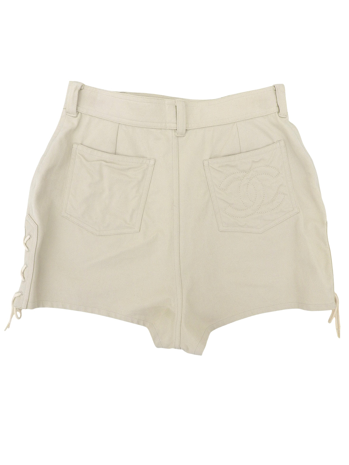 1997年製 CCマークステッチレースアップショートパンツ ライトベージュ