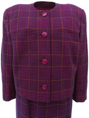 ウールチェックパターンセットアップ　ダリアパープル／ブラック