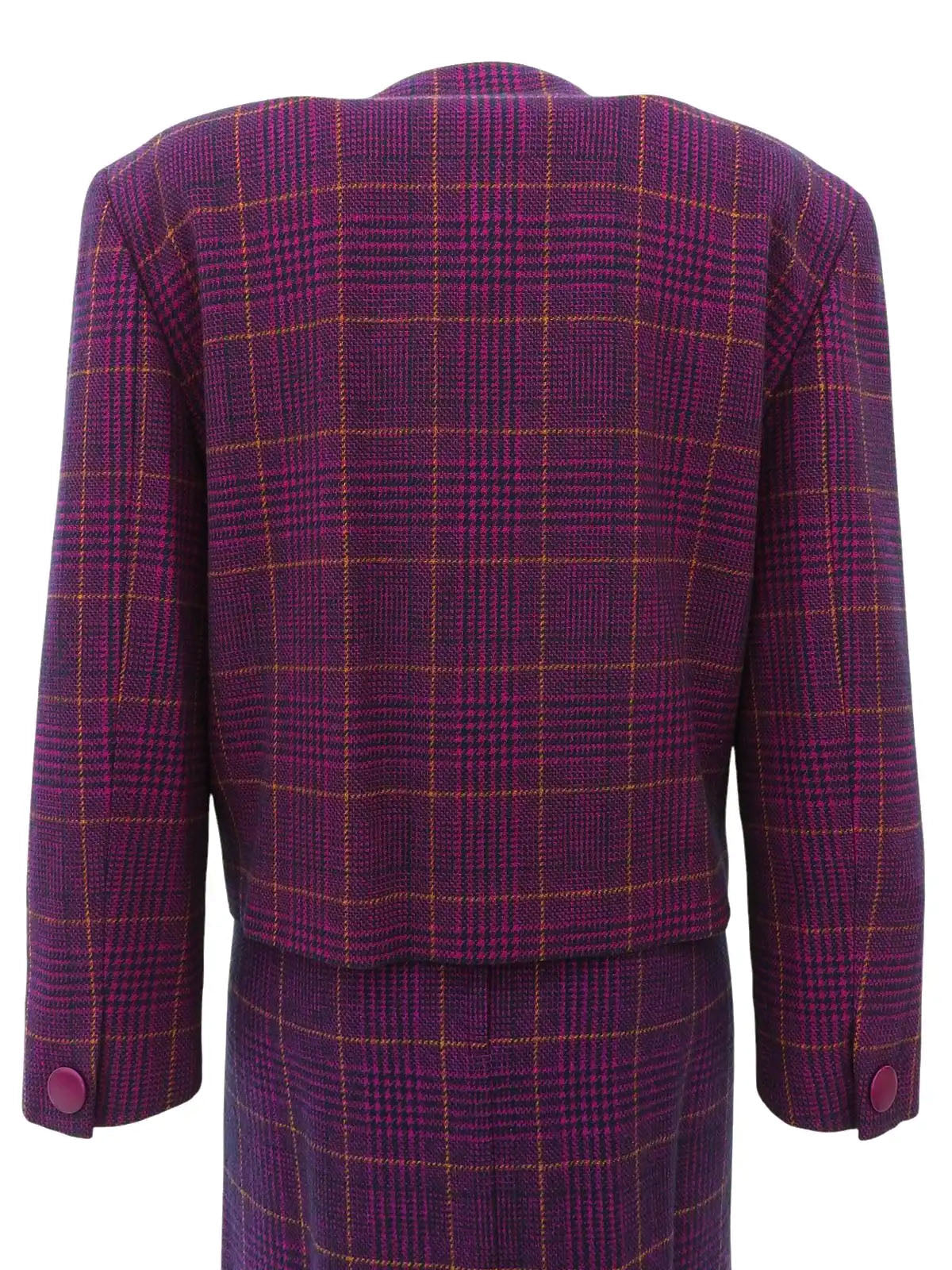 ウールチェックパターンセットアップ　ダリアパープル／ブラック