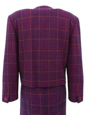 ウールチェックパターンセットアップ　ダリアパープル／ブラック