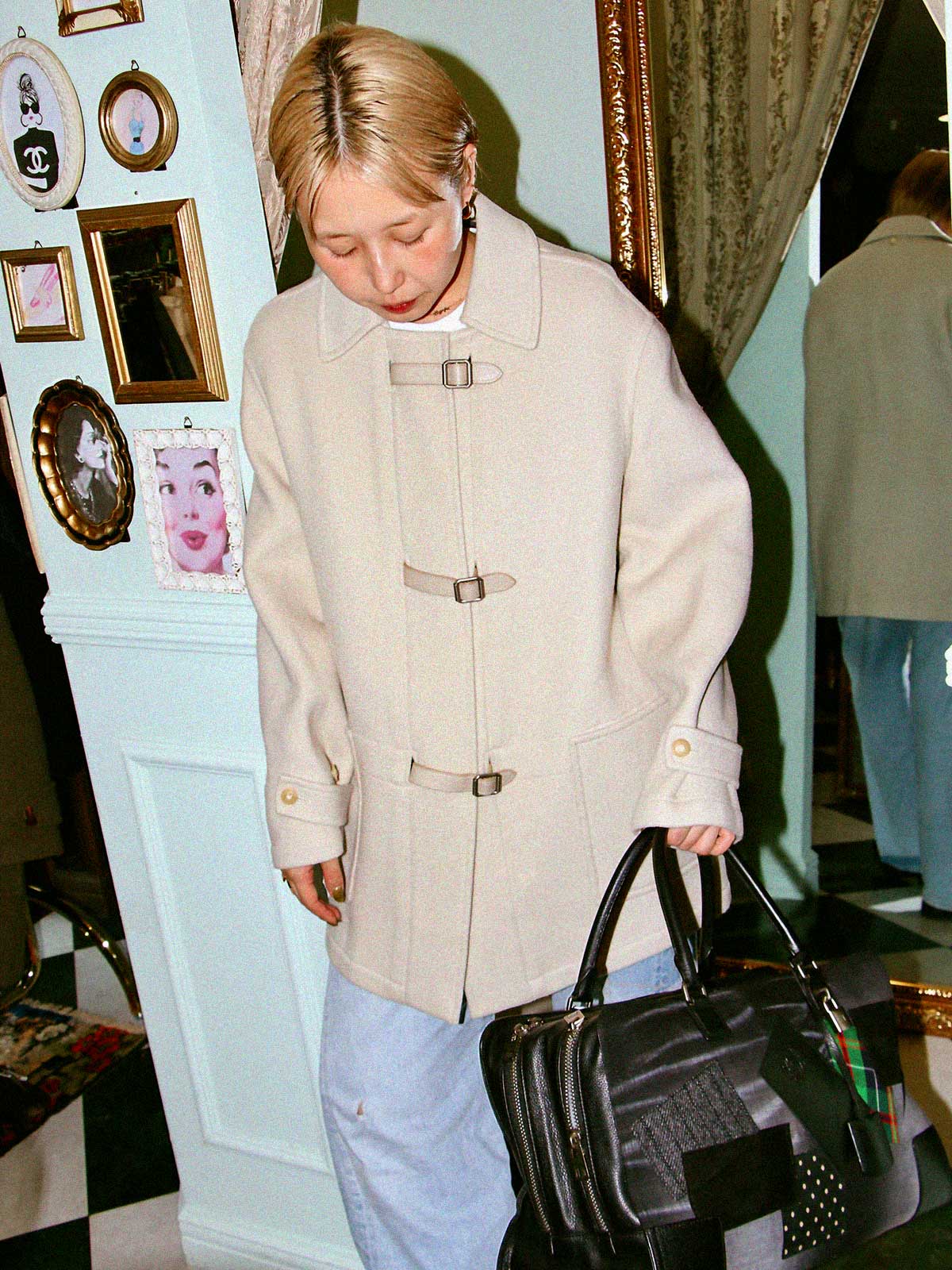 ウールアピベルトコート　アイボリー