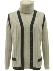 1997 Cashmere CC Mark Button Knit Ensemble in Beige/Black