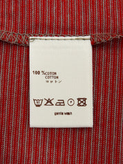ボーダーパターンロゴ刺繍ノースリーブトップス レッド/グレージュ