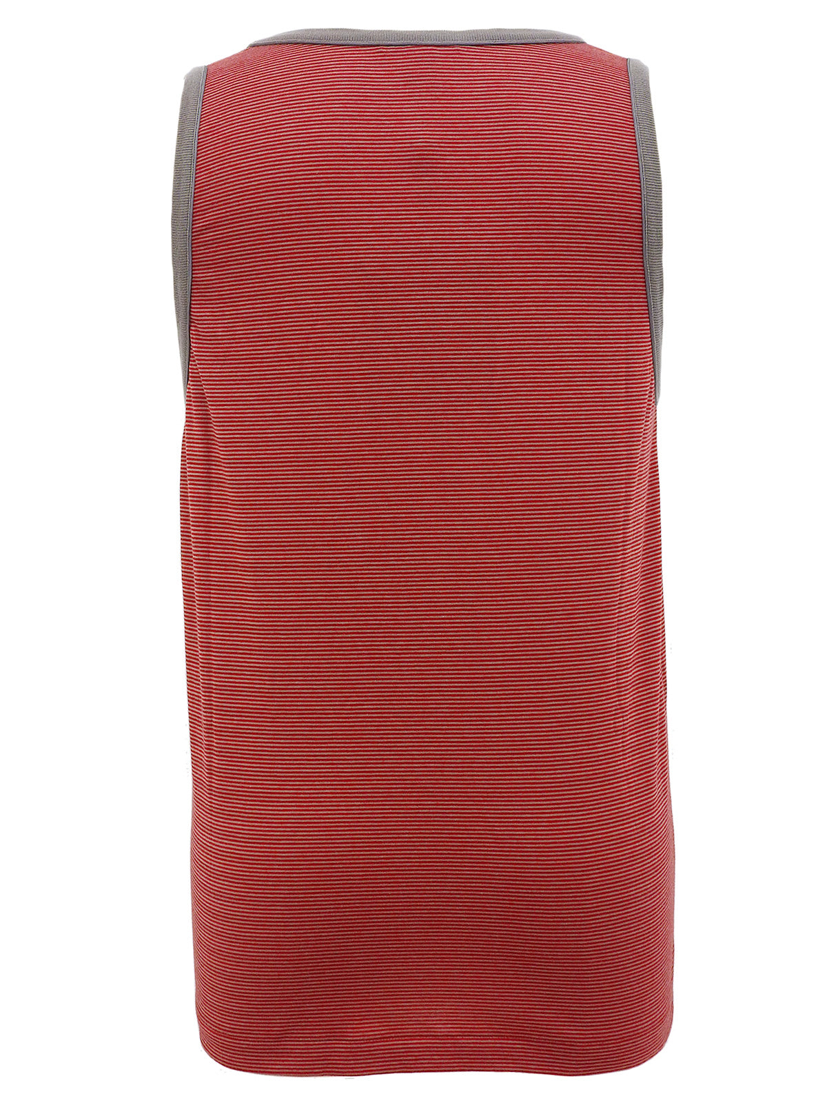 ボーダーパターンロゴ刺繍ノースリーブトップス レッド/グレージュ