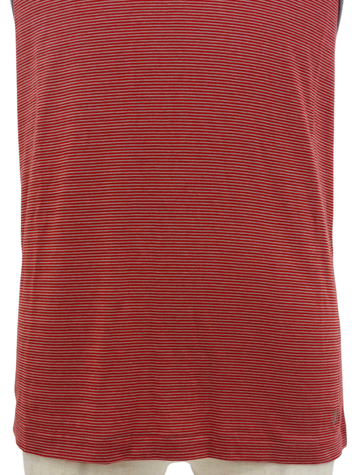 ボーダーパターンロゴ刺繍ノースリーブトップス レッド/グレージュ