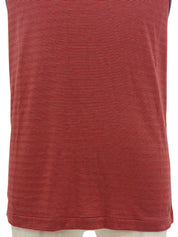 ボーダーパターンロゴ刺繍ノースリーブトップス レッド/グレージュ