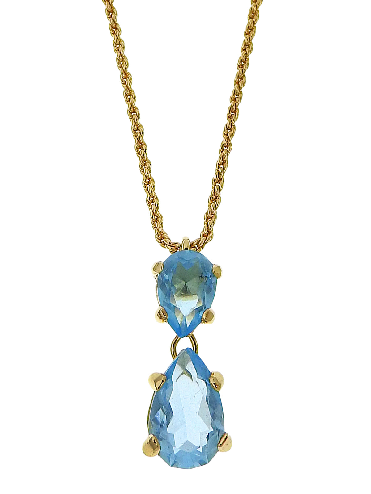 Rhinestone necklace in gold/light blue