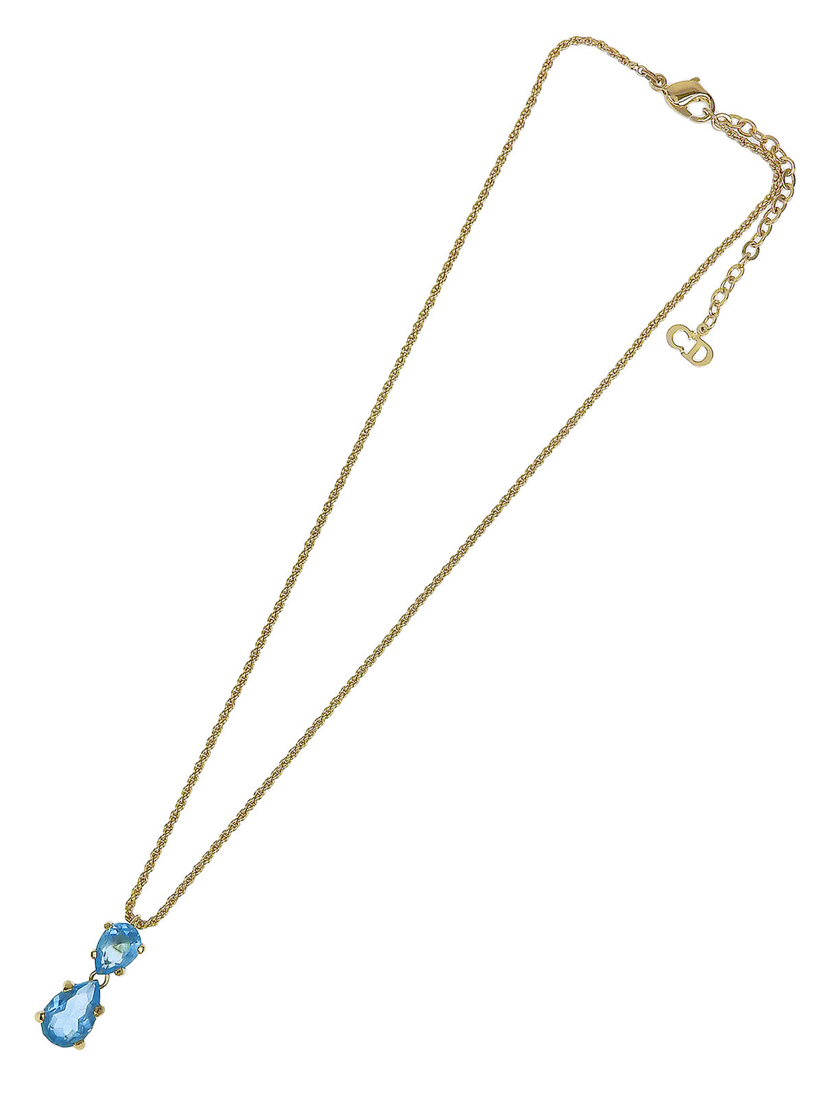 Rhinestone necklace in gold/light blue