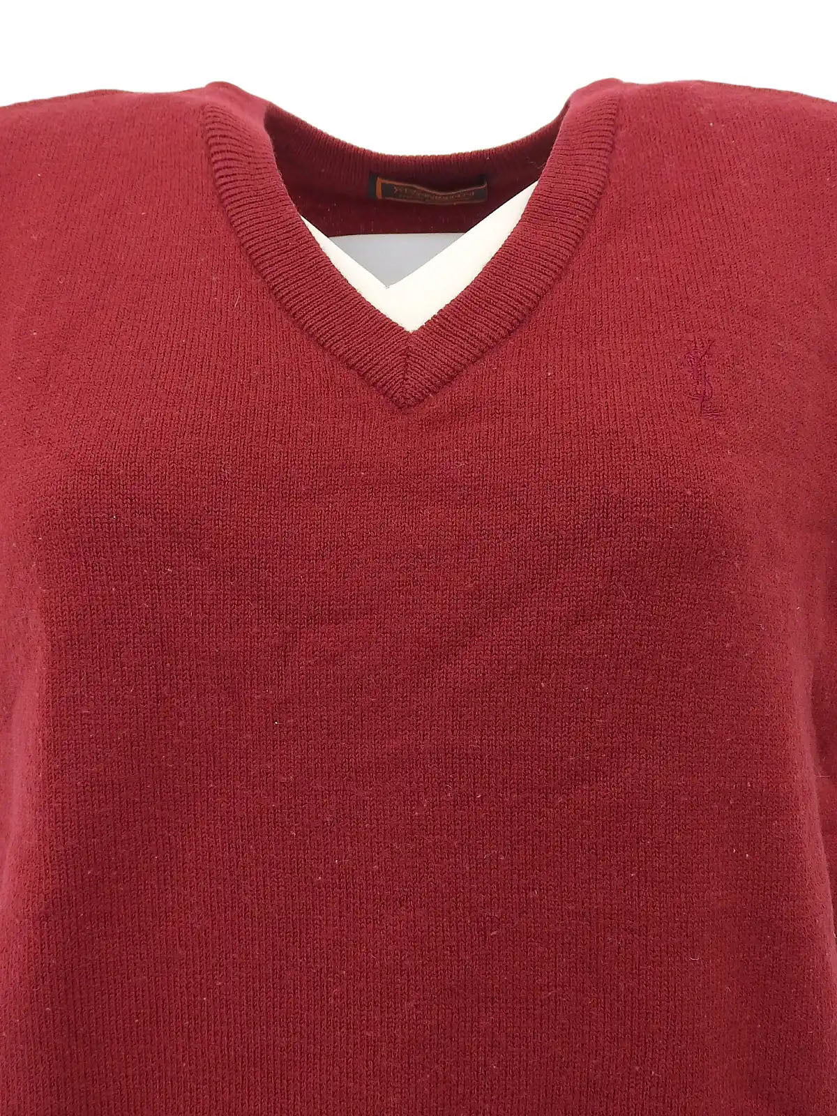 Wool logo embroidered knit vest, burgundy