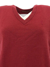 Wool logo embroidered knit vest, burgundy
