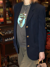 Navy Wool Macadam Button Jacket