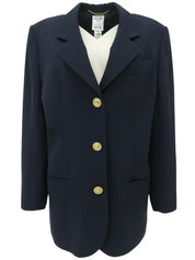 Navy Wool Macadam Button Jacket