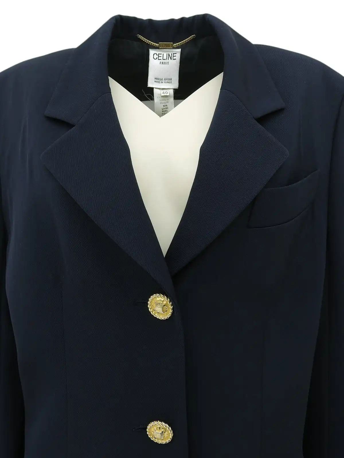 Navy Wool Macadam Button Jacket