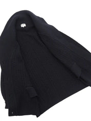 Wool cable knit cardigan in black