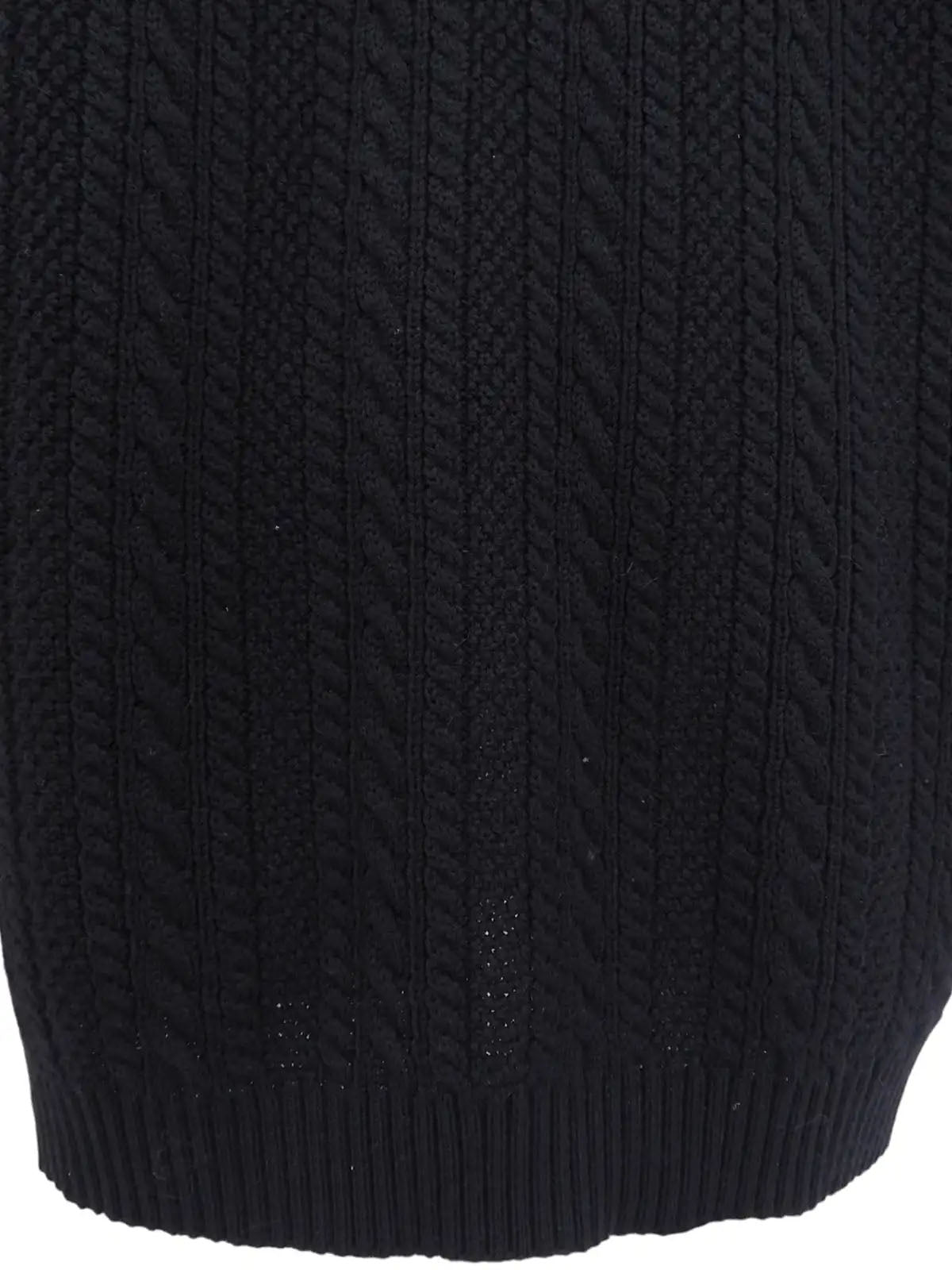 Wool cable knit cardigan in black