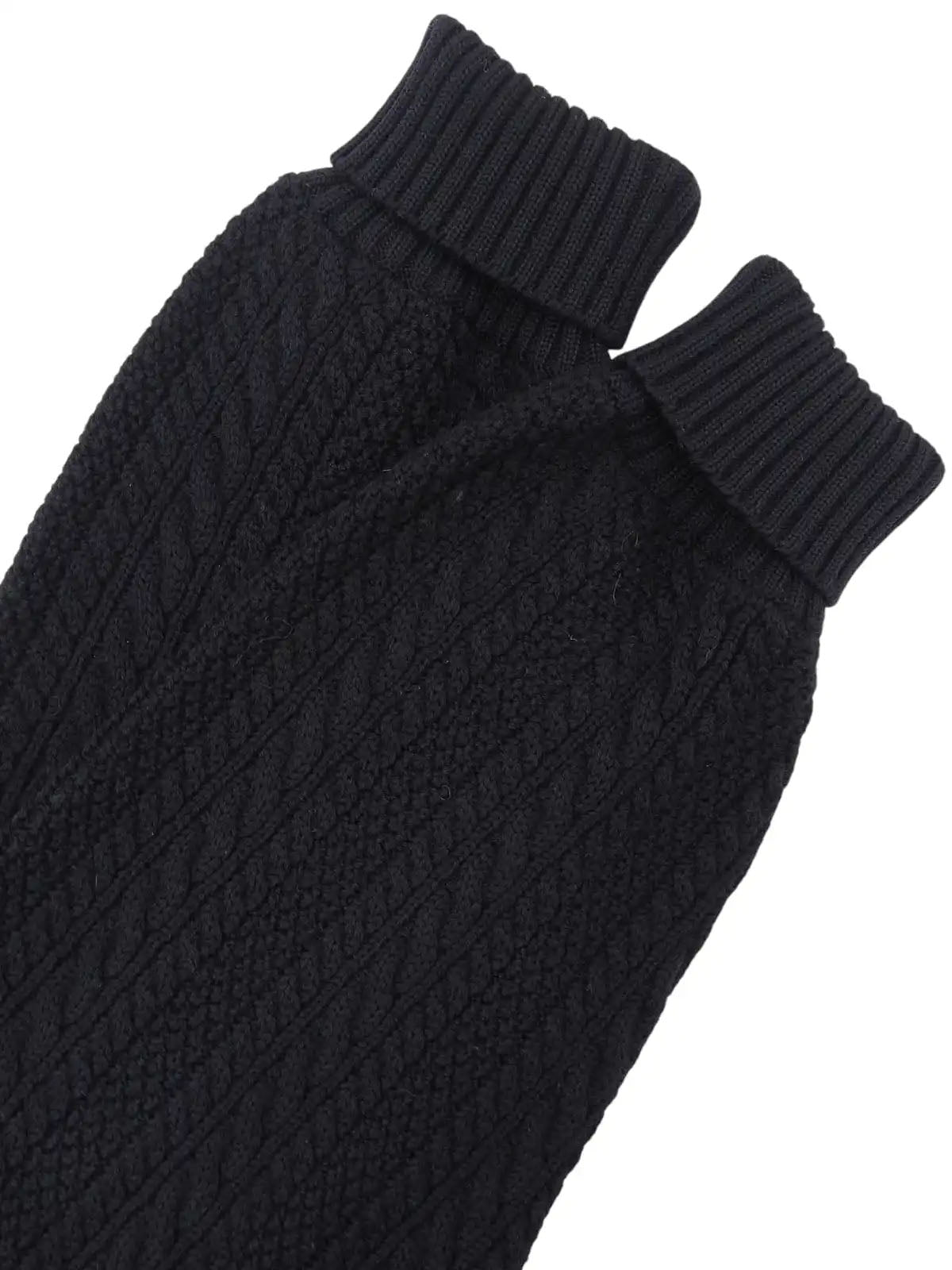 Wool cable knit cardigan in black
