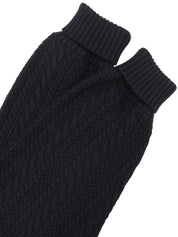 Wool cable knit cardigan in black