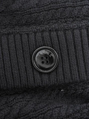 Wool cable knit cardigan in black