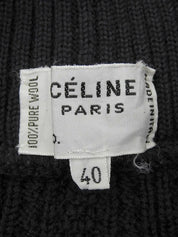 Wool cable knit cardigan in black