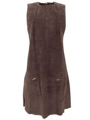 Suede sleeveless dress in mocha brown