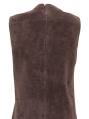 Suede sleeveless dress in mocha brown
