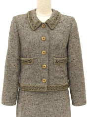 ツイードチェーンデザインセットアップ　グレージュ／マルチ