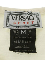 Ivory V-neck logo half-sleeve top