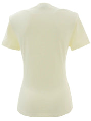 Ivory V-neck logo half-sleeve top