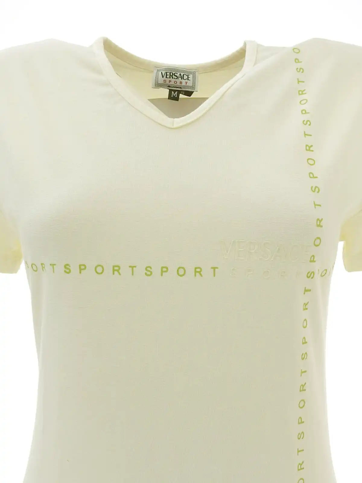 Ivory V-neck logo half-sleeve top