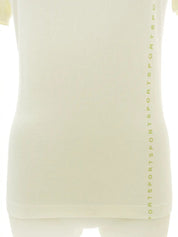 Ivory V-neck logo half-sleeve top