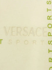 Ivory V-neck logo half-sleeve top