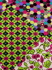 フラワーデザインパターンショートスリーブトップス ピンク/マルチ