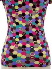 フラワーデザインパターンショートスリーブトップス ピンク/マルチ