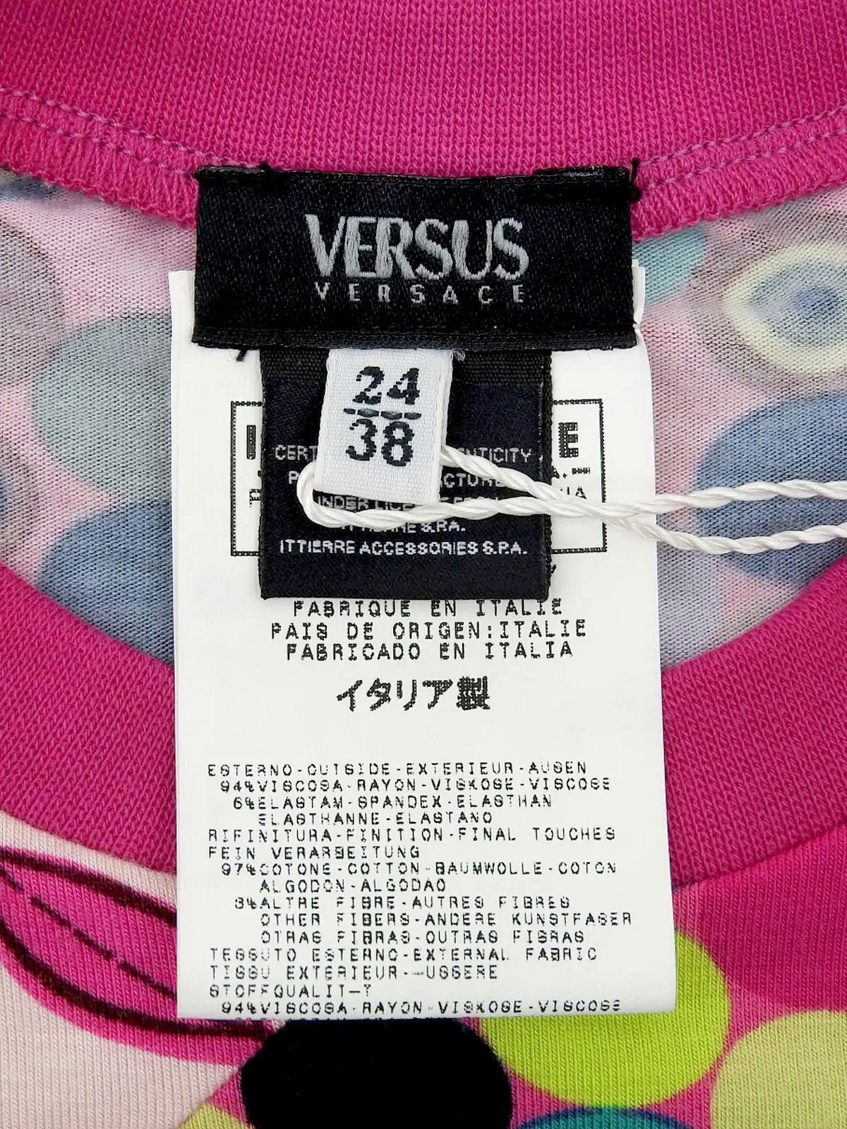フラワーデザインパターンショートスリーブトップス　ピンク／マルチ