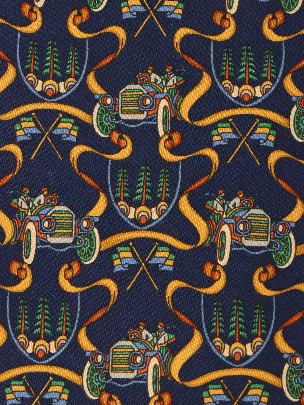Car Design Pattern Tie Navy/Multi