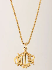Emblem logo plate necklace gold